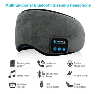 Relax Band Antifaz 3 en 1 - Antiluminoso + Antirruido + Audífonos Bluetooth para Dormir