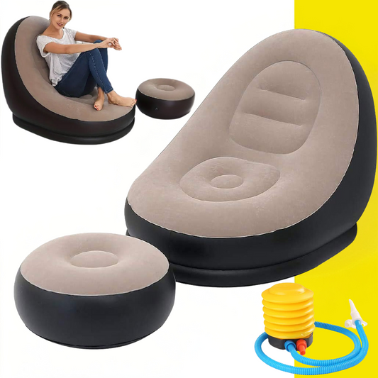 30% Off SOLO HOY - Compra SILLÓN INFLABLE PORTATIL + REPOSAPIÉS y BOMBA de REGALO